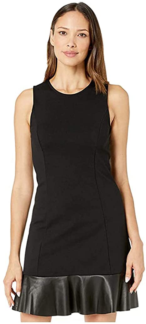 Michael Michael Kors, Stretch Ponte Flounce Dress, Black, M
